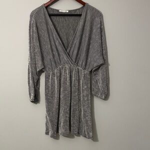 Caution To The Wind Black and White Striped Dress